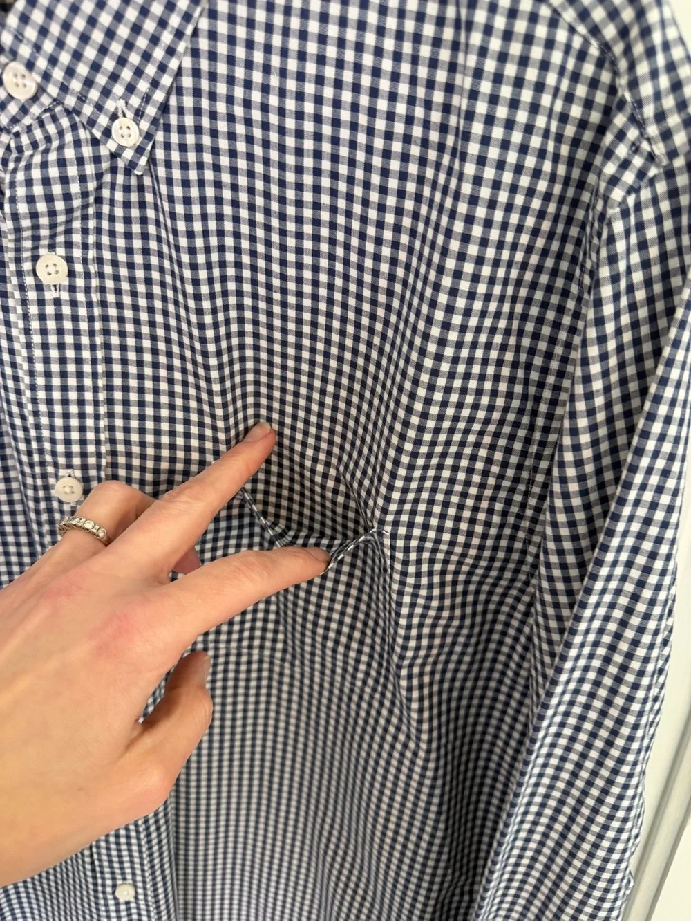 J.Crew Men’s Large Navy Gingham Cotton Button Down Shirt Preppy